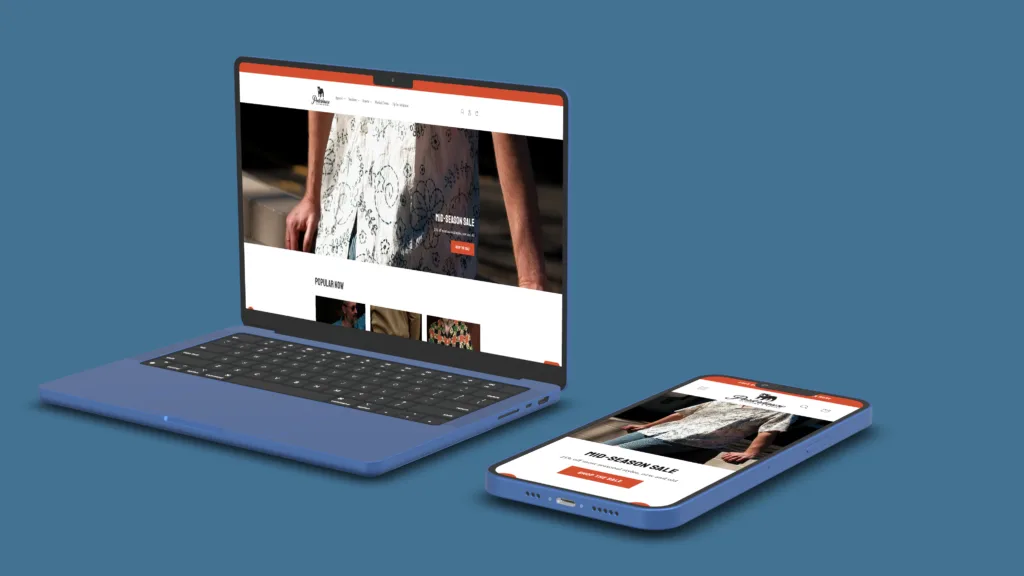 The Porterhouse Clothing & Supply website previewed on a laptop and tablet